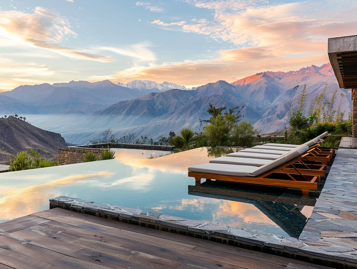 Piscina climatizada con vista a los Andes